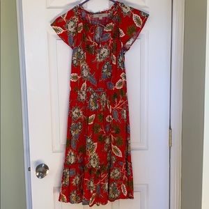 LOFT red floral dress - x-small petite